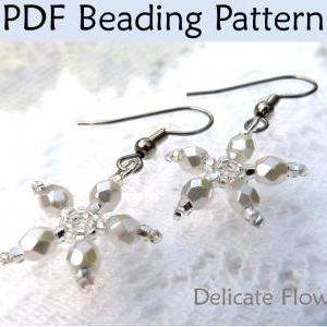 Flower Earrings Beading Pattern PDF..