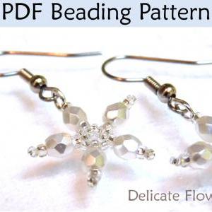 Flower Earrings Beading Pattern PDF..
