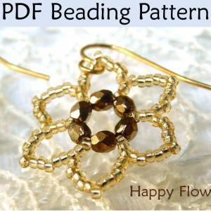 Beading Tutorial Pattern Earrings - Flower Jewelry..