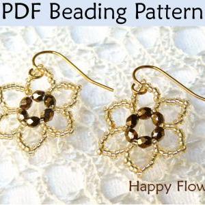 Beading Tutorial Pattern Earrings - Flower Jewelry..