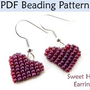 Beading Pattern Tutorial Valentines Heart Earrings..