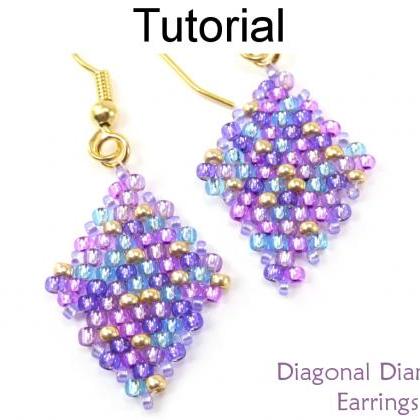 Beading Tutorial Pattern - Beaded Diamond Earrings..