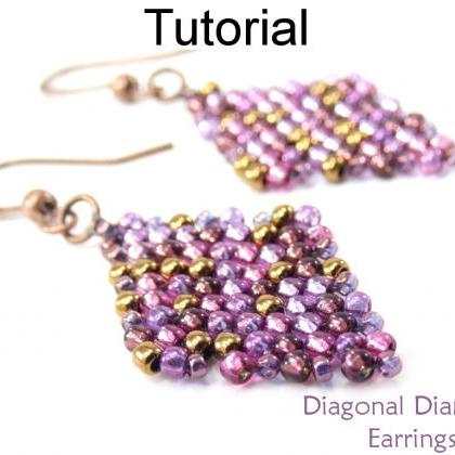 Beading Tutorial Pattern - Beaded Diamond Earrings..