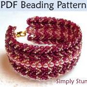 Beading Pattern, Jewelry Tutorial, Flat Spiral Stitch, Bead Patterns, Beaded Bracelets, PDF Instructions, Simple Bead Patterns #549