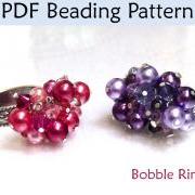 Beading Instructions, Beaded Ring, Jewelry Making Tutorial, Bobble Cluster Rings, Simple Bead Patterns, PDF, Beads #1633