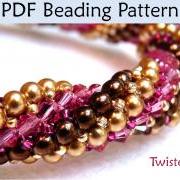 PDF Necklace Beading Pattern, Twisted Tubular Herringbone Stitch, Beaded Jewelry Tutorials, Beadweaving Beadwork #445