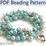 Beading Tutorial, Beaded Chain Bracelet Beading Pattern, Wire, Beads, Beginner Patterns Tutorials, Wedding Jewelry PDF Tutorials #1319
