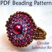 Ring Beading Pattern, Beaded Ring Tutorial, Circular Brick Stitch Instructions Directions, Seed Beads, Beadweaving PDF Tutorials #626