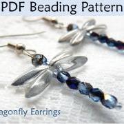 Dragonfly Earrings Beading Pattern, PDF Tutorial, Beaded Dragonflies, Bead Patterns, Dragonfly Jewelry, Beading Tutorials, Instructions