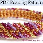 Beading Tutorial Pattern Bracelet - Embellished Ladder Stitch - Simple Bead Patterns - Bohemian Summer #1111