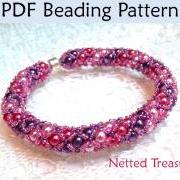Beading Patterns, Bracelet Beadweaving Tutorials, Bead Stitching, Jewelry Pattern, Bead Tutorial, Bracelets, Netted Stitch, Net Bracelet