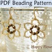 Beading Tutorial Pattern Earrings - Flower Jewelry - Simple Bead Patterns - Happy Flowers #417