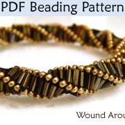 Beading Pattern Tutorial Bracelet Necklace - Triple Helix Stitch - Simple Bead Patterns - Wound Around #1888