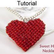 Heart Beading Tutorial, Beaded Heart Necklace, Seed Bead Stitch Jewelry, Valentines Jewelry, PDF Instructions Beaded Pendant Chain #4568