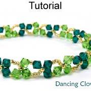 Beading Tutorial Pattern Clover Crystal Bracelet Necklace PDF St Patricks Day March Beaded Jewelry Green Irish Bracelets #4852