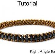 Jewelry Making Beading Tutorial Pattern Bangle Bracelet Right Angle Weave RAW Beaded Bead Bracelets Seed Beads Instructions Directions #9346