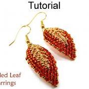 Earrings Tutorial Pattern Beading Beaded Russian Leaf Earring Fall Jewelry Seed Beads Diagonal Peyote Stitch Beadwoven