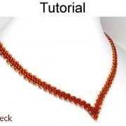 Beading Tutorial Necklace - Diagonal Peyote Sitch - Simple Bead Patterns - V-Neck #9534