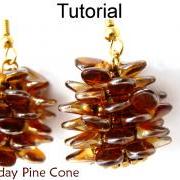 Beading Tutorial Instructions Earrings Necklace - Beaded Pine Cone with Pips - Simple Bead Patterns - Holiday Pine Codes #10290