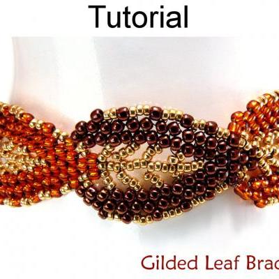 Beading Tutorial Pattern Bracelet - Diagonal Peyote Stitch - Simple Bead Patterns - Gilded Leaf Bracelet #9576
