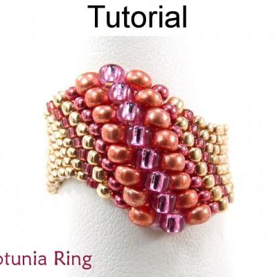 Beading Tutorial Pattern Beaded Ring - Peyote Stitch - Odd Count - Simple Bead Patterns - Neptunia Ring #14810
