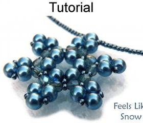 Beading Tutorial Pattern Necklace - Winter Snowflake Jewelry - Simple ...