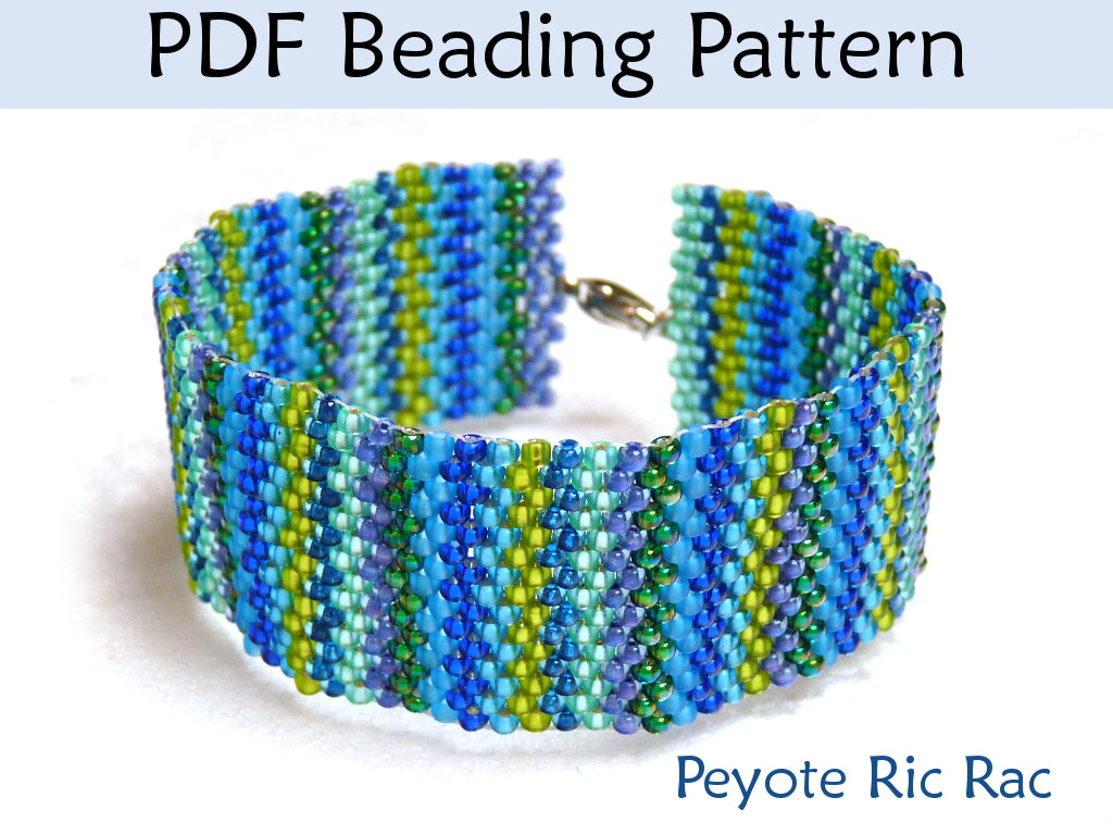 Beading Tutorial Pattern Bracelet - Peyote Stitch - Simple Bead Patterns - Peyote Ric Rac #1600