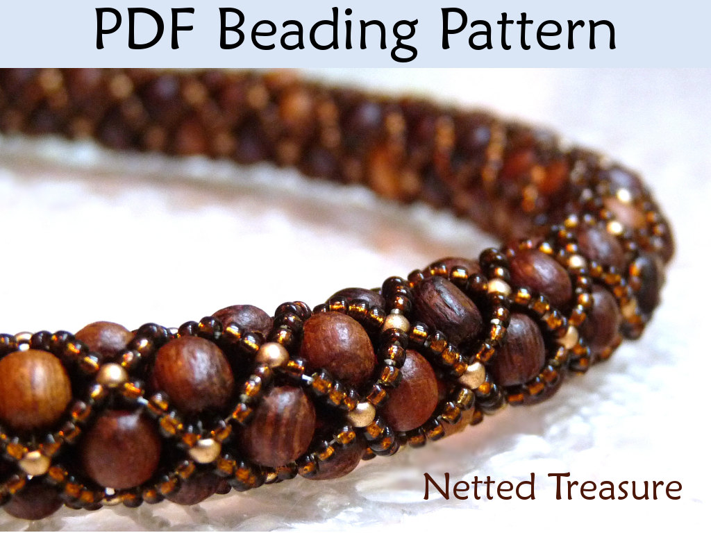 Beading Pattern Tutorial Bracelet Necklace - Tubular Netted Stitch - Simple Bead Patterns - Netted Treasure #459