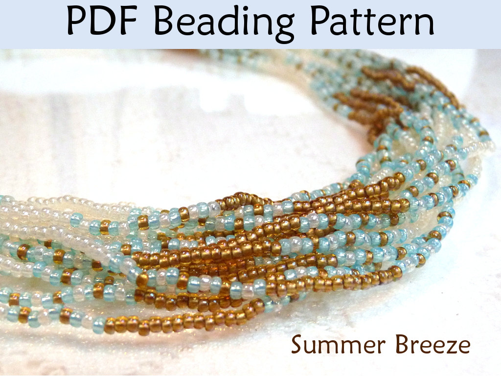 Beading Tutorial Pattern Multi-Strand Necklace - Netted Stitch - Simple Bead Patterns - Summer Breeze #1076