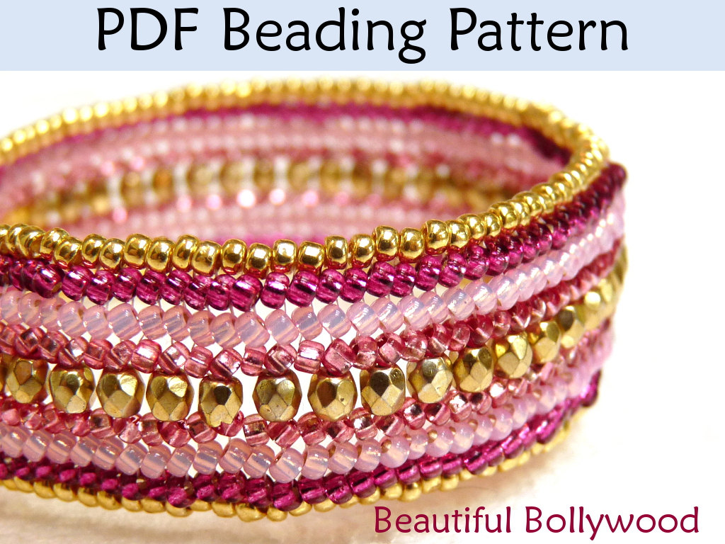 Bracelet Beading Tutorial Pattern - Flat Herringbone Stitch - Simple Bead Patterns - Beautiful Bollywood #1357