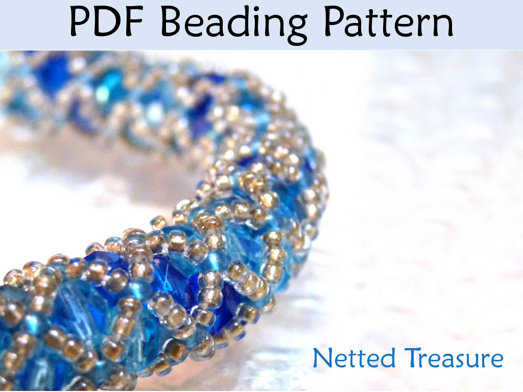 Beading Pattern Tutorial Bracelet Necklace - Tubular Netted Stitch - Simple Bead Patterns - Netted Treasure #459