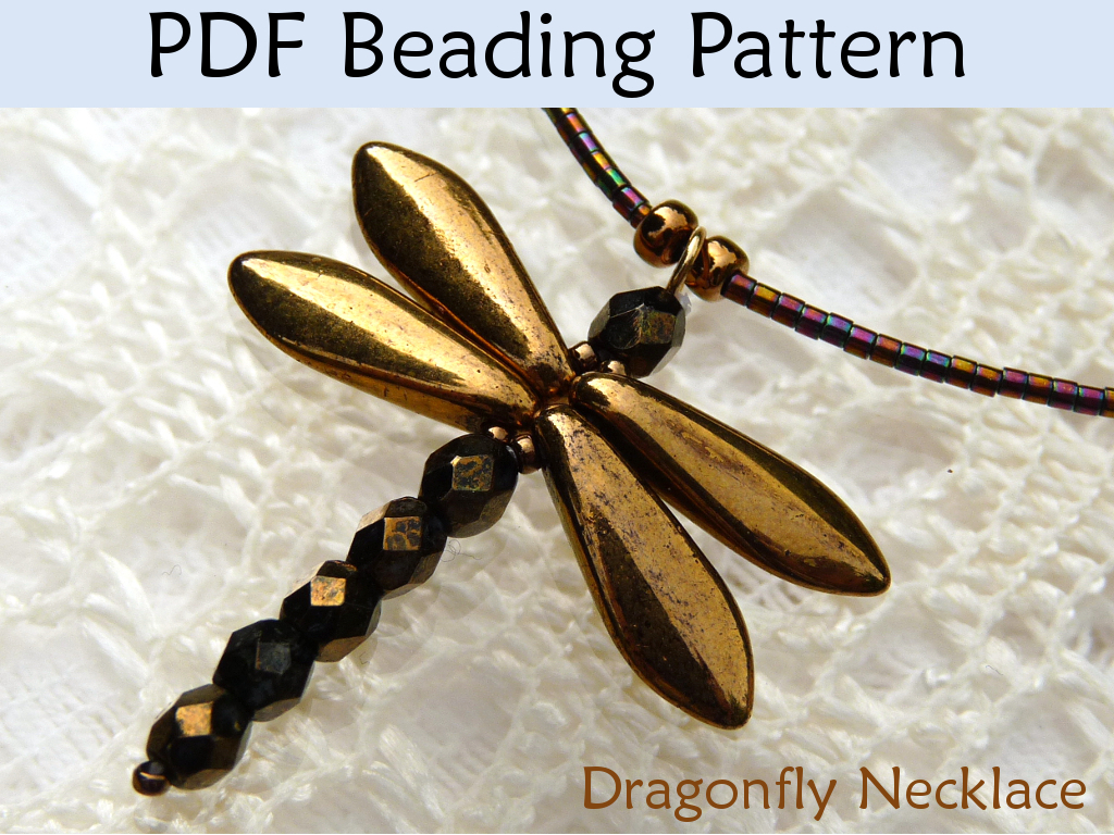 Beading Tutorial Pattern Necklace - Simple Bead Patterns - Dragonfly Necklace #481