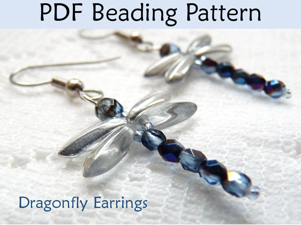 Beading Tutorial Pattern - Beaded Dragonfly Earrings - Dragonfly Jewelry - Simple Bead Patterns - Dragonfly Earrings #10