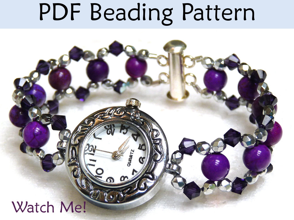 Beading Tutorial, Watch Bracelet Jewelry Pattern, Beads, Pdf Instructions, Instant Download Digital File, Simple Bead Patterns #1580