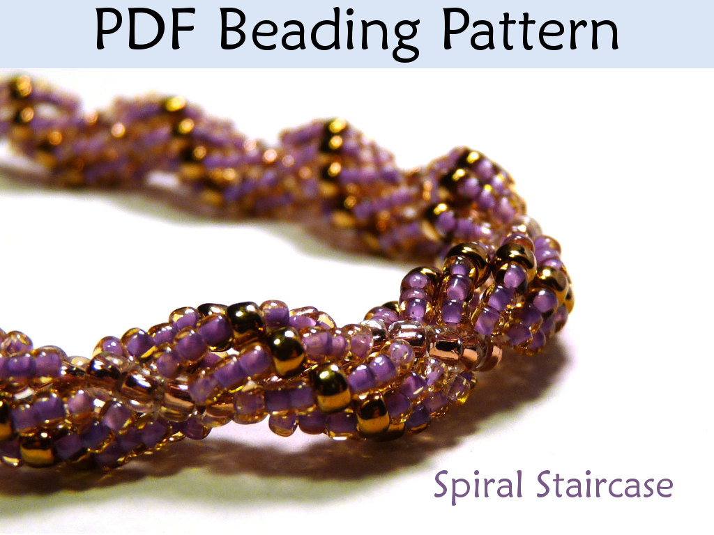Beading Pattern Tutorial Bracelet Necklace - Spiral Stitch - Simple Bead Patterns - Spiral Staircase #290