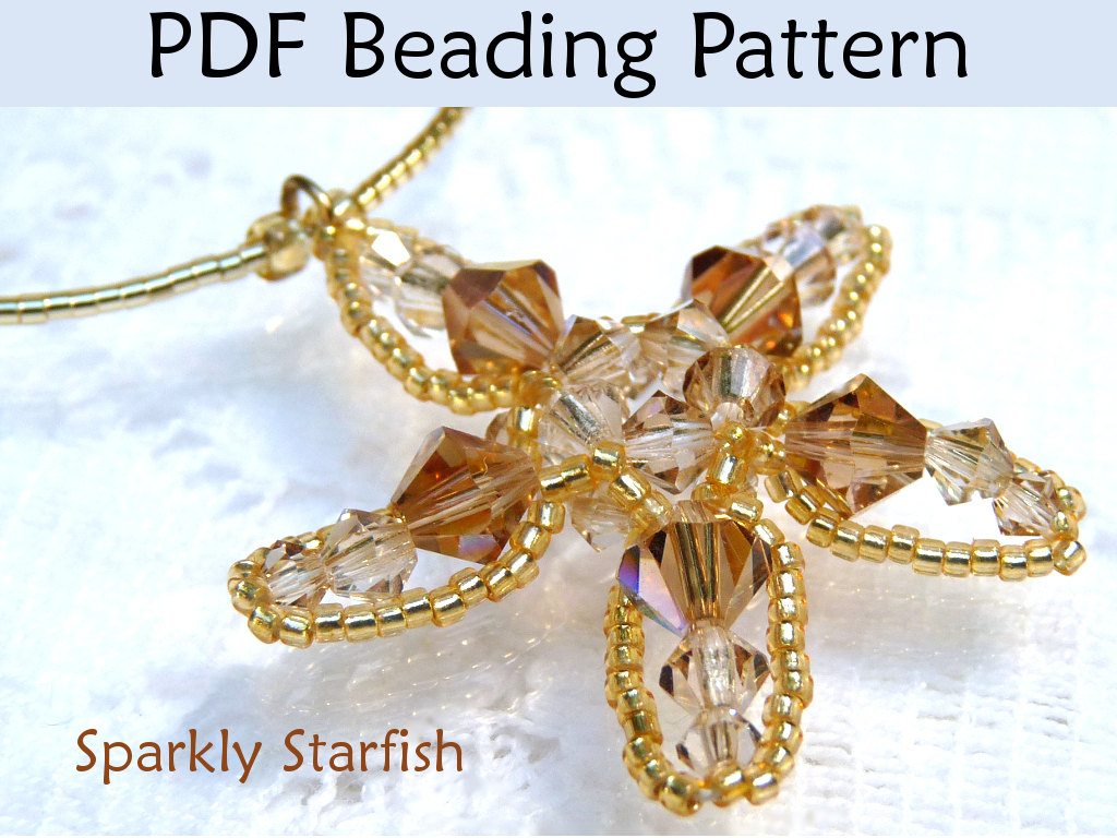 Beading Tutorial Pattern Pendant - Ocean Sea Jewelry - Simple Bead Patterns - Sparkly Starfish #313