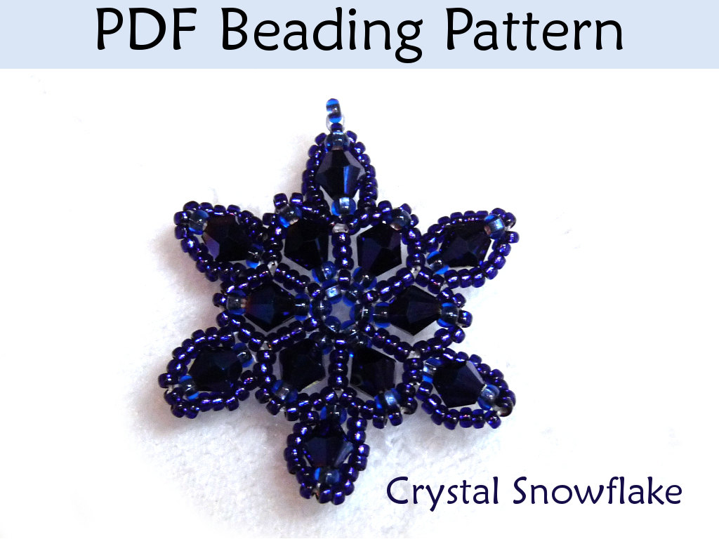 Beading Tutorial Pattern Necklace Pendant - Winter Holiday Jewelry - Simple Bead Patterns - Crystal Snowflake #615