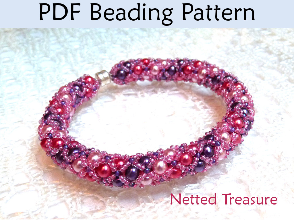 Beading Pattern Tutorial Bracelet Necklace - Tubular Netted Stitch ...