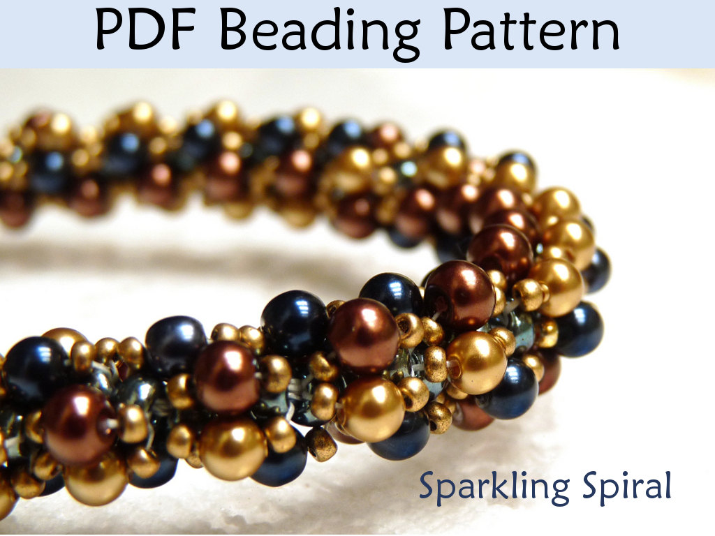 Jewerly Patterns, Beading Tutorial, Double Sprial Stitch, Bead Weaving, Bead Stitching, Pearls, Crystals, Seed Beads, Pattern, Tutorials #424