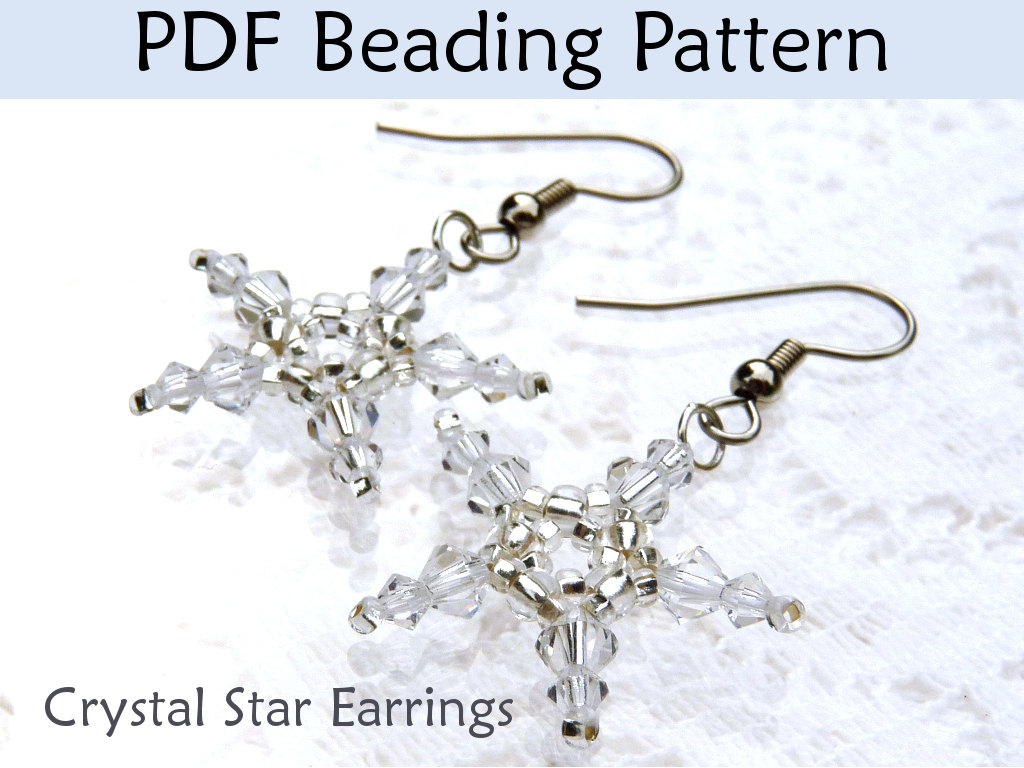 Beading Tutorial Pattern Earrings - Christmas Holiday Fourth Of July Jewelry - Simple Bead Patterns - Crystal Star Earrings #305