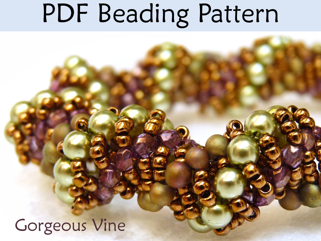 Beading Tutorial Pattern Bracelet Necklace - Dutch Spiral Stitch - Simple Bead Patterns - Gorgous Vine #1896