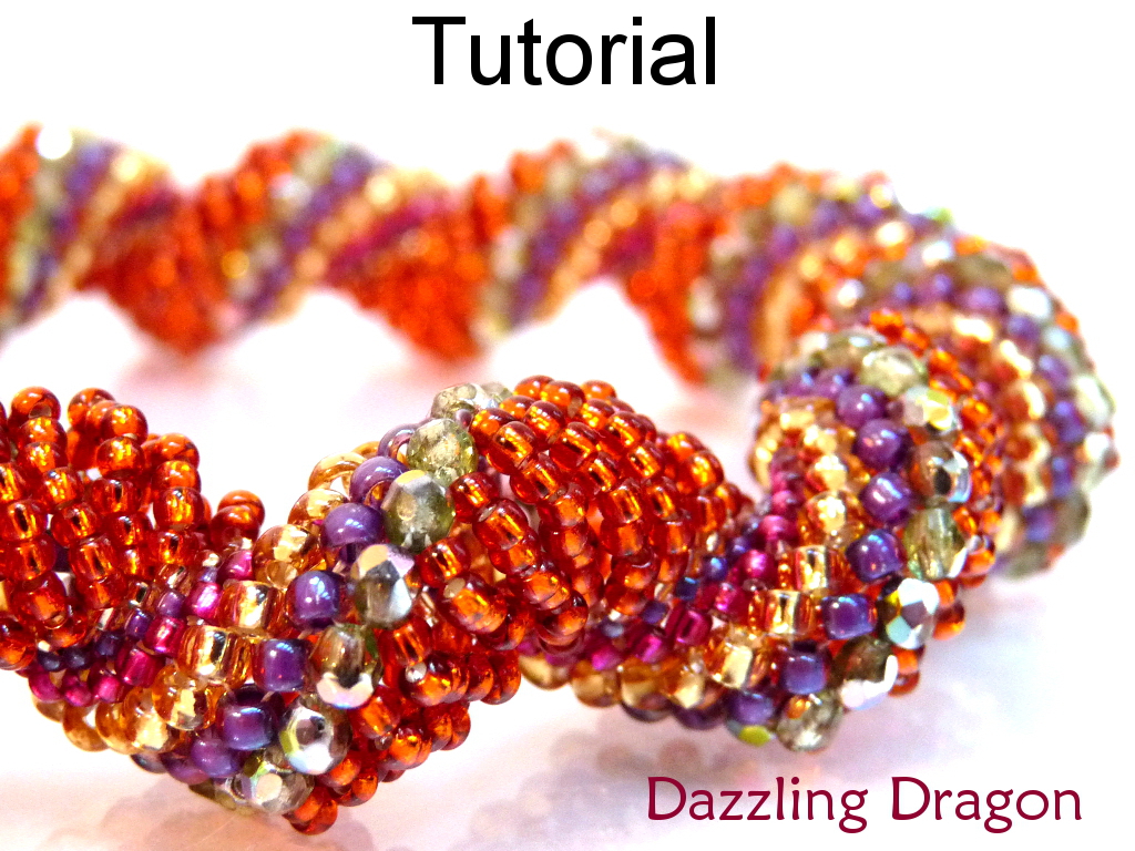 Beading Tutorial Pattern Bracelet Necklace - Dutch Spiral Stitch - Simple Bead Patterns - Dazzling Dragon #3091
