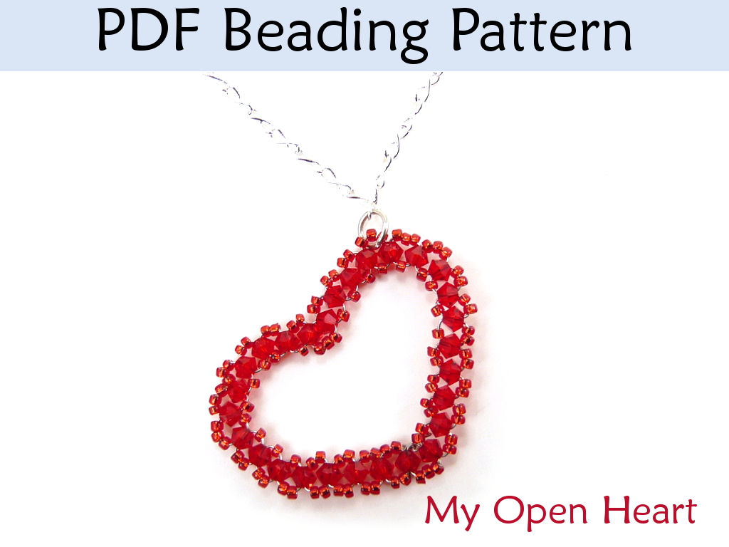 Beading Tutorial, Necklace Jewelry Pattern, Beaded Pendant Crystal Pearl Chain, Valentines Beautiful Romantic Gifts, Handmade #3770