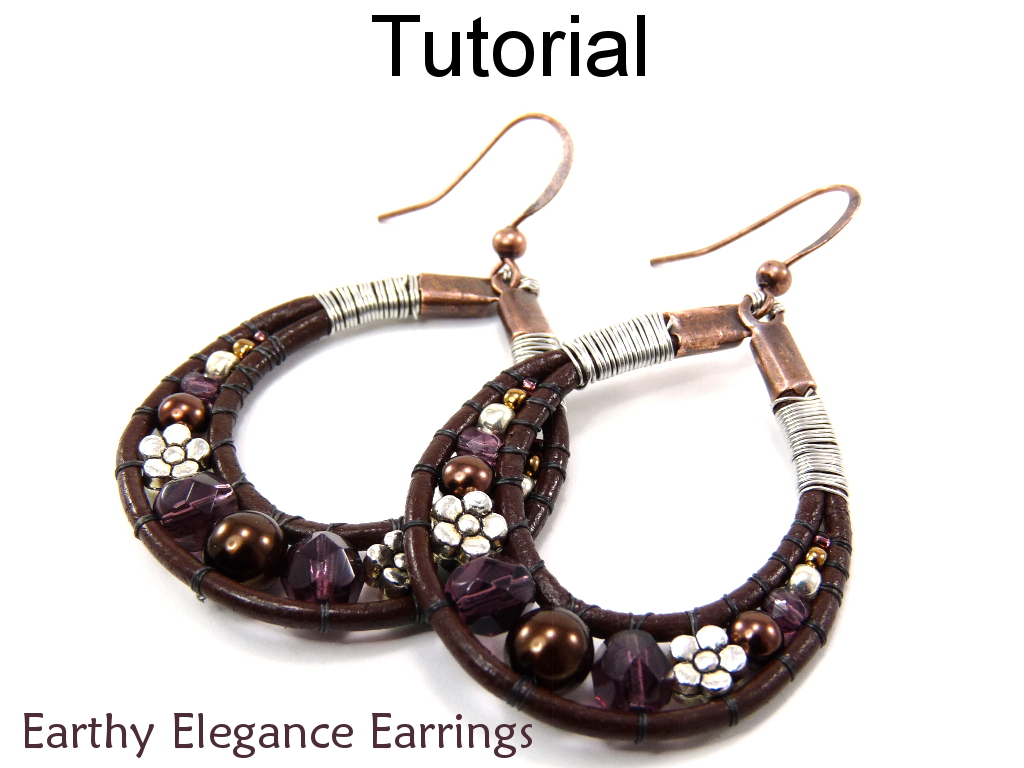 Beading Pattern Tutorial Earrings - Beaded Leather Jewelry - Simple Bead Patterns - Earthy Elegance Earrings #4778