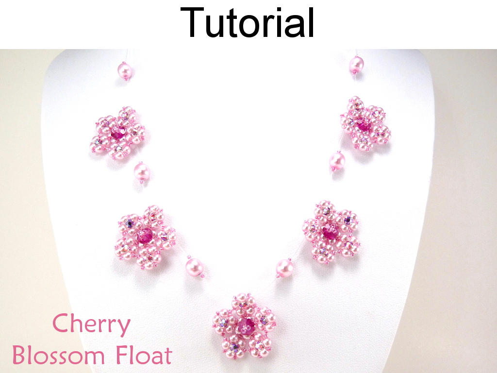 Beading Tutorial Pattern Necklace - Flower Float Necklace Jewelry - Simple Bead Patterns - Cherry Blossom Float #5310