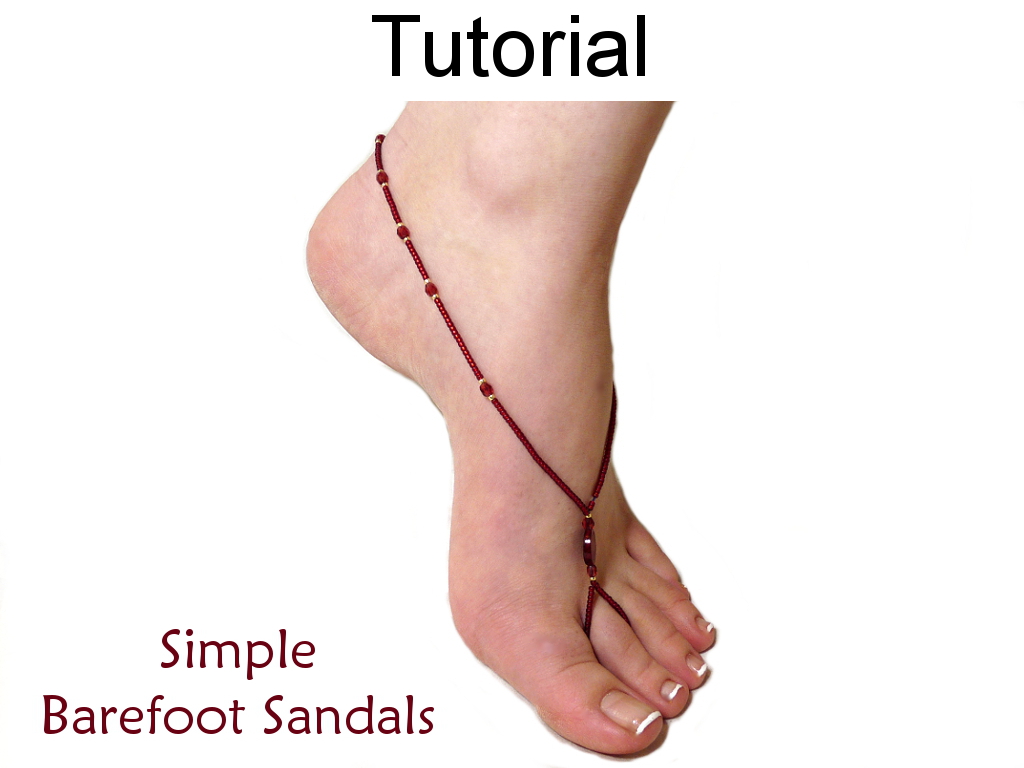Beading Tutorial Pattern Barefoot Sandlas - Summer Anklet Jewelry Making - Simple Bead Patterns - Simple Barefoot Sandals #6730