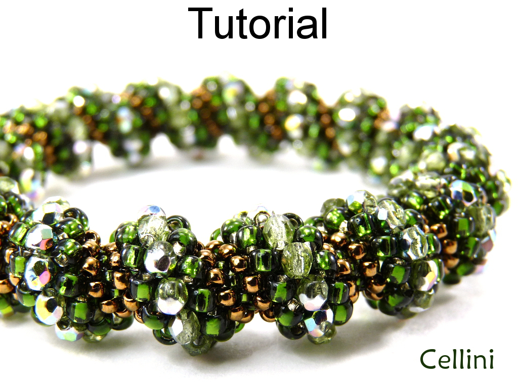 Beading Tutorial Pattern Bracelet Necklace - Tubular Peyote - Simple Bead Patterns - Cellini #9391