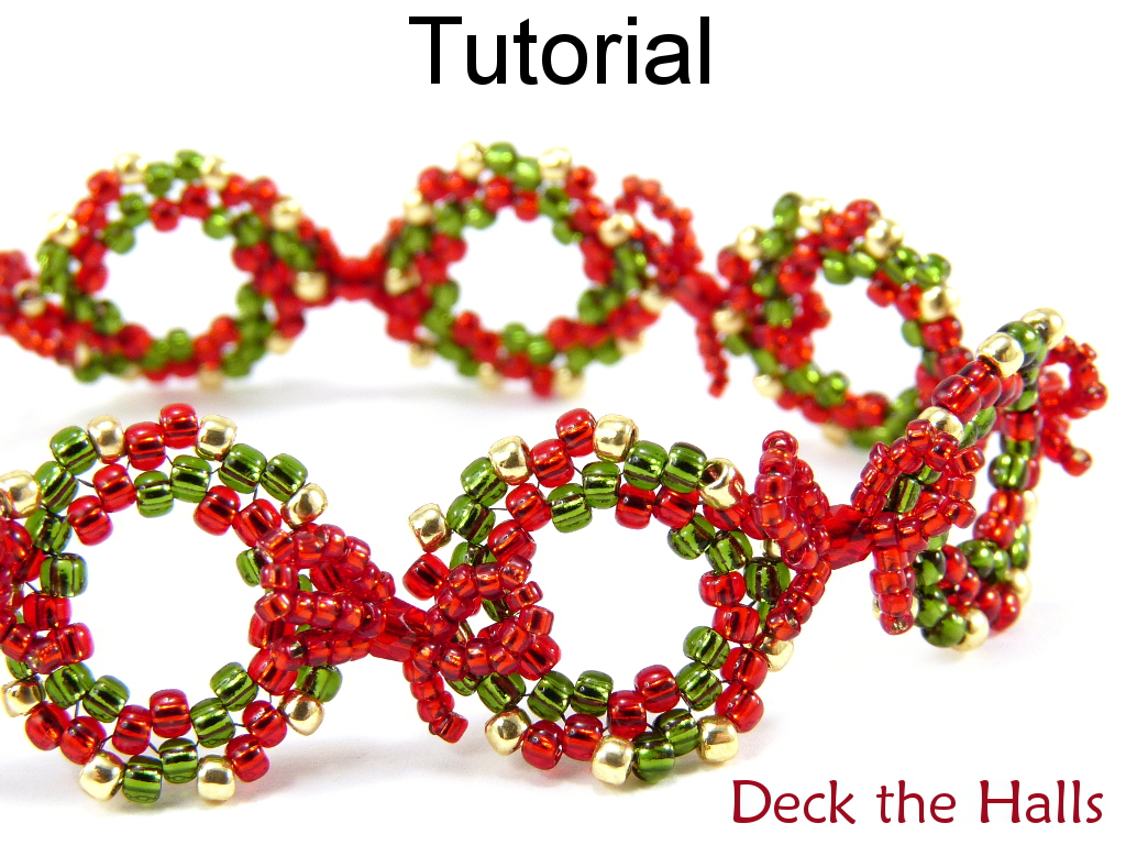 Beading Tutorial Pattern Bracelet - Christmas Holiday Jewelry - Simple Bead Patterns - Deck The Halls Bracelet #10504