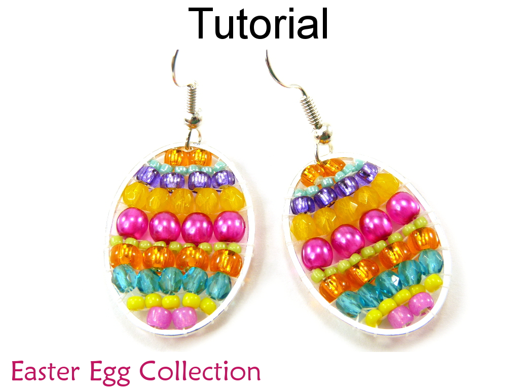 Beading Pattern Tutorial - Colorful Beaded Brick Stitch - Simple Bead Patterns - Easter Egg Necklace Earrings Bracelet #13348
