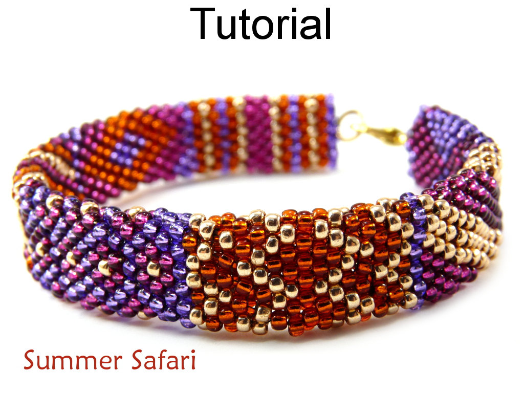 Beading Tutorial Pattern Bracelet - Brick Stitch - Simple Bead Patterns - Summer Safari #6519